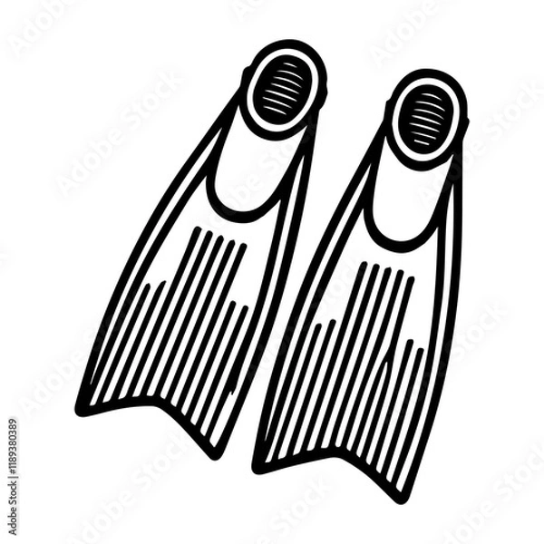 Fototapeta Simple Vector Icon of a diving Fins – Logo Design Illustration