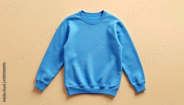 Fototapeta Light Blue Crewneck Sweatshirt - Blank Template for Mockups