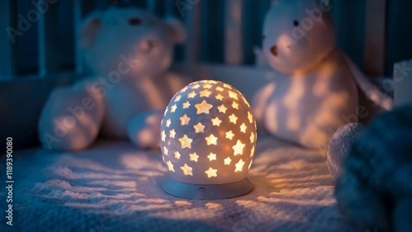 Fototapeta Soft Glow Egg-Shaped Baby Night Light with Starry Design - Cozy and Comforting