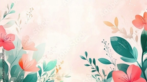 Fototapeta Colorful Spring Themed Abstract Vector Background with Floral Design
