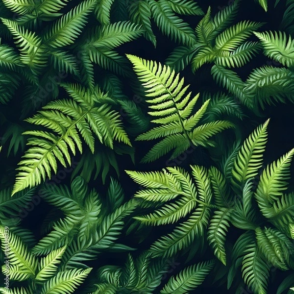 Fototapeta A seamless pattern with realistic fern leaf background