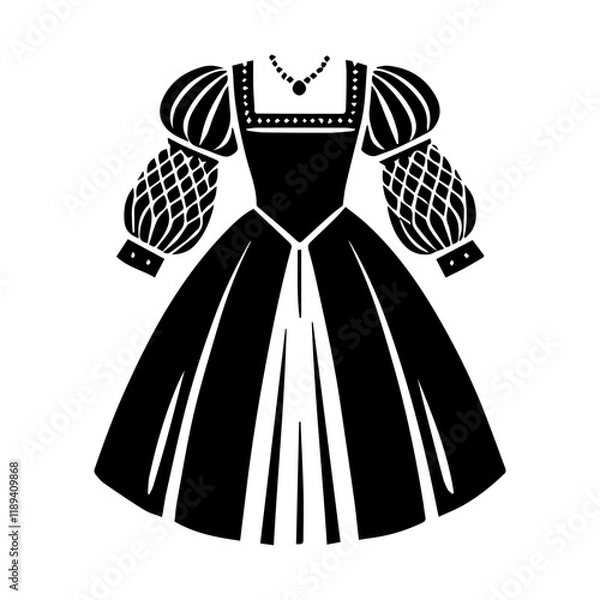 Obraz Simple Vector Icon of a Renaissance Dress – Logo Design Illustration