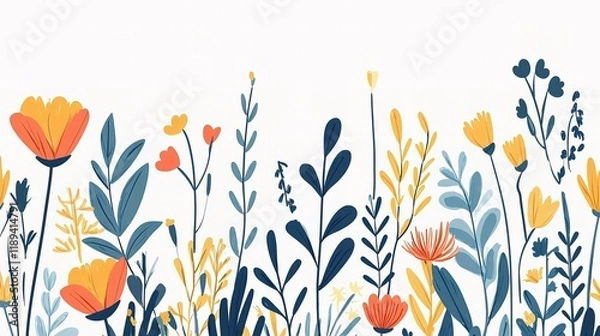 Obraz Hand Drawn Wild Herbs Vector Seamless Background Design