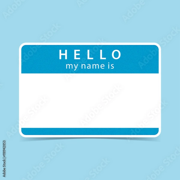 Fototapeta Niebieska naklejka HELLO my name is