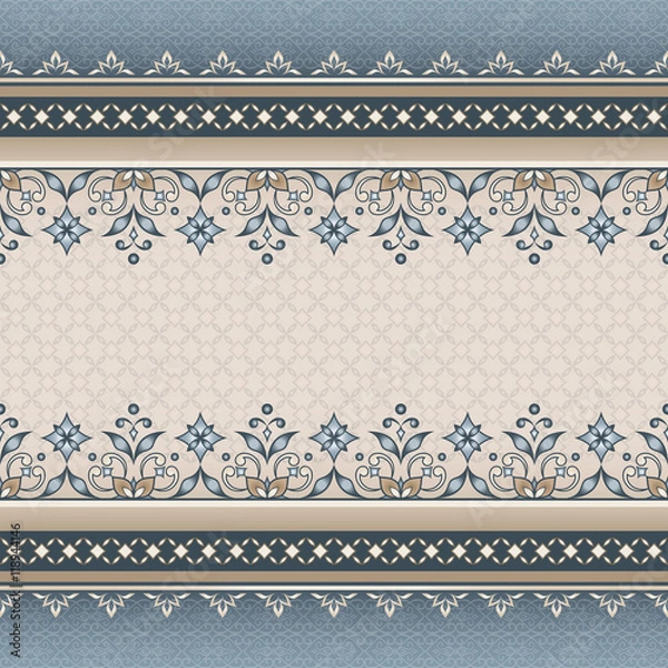 Fototapeta Vector line art seamless border for design template.