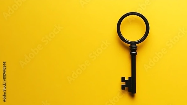 Fototapeta Secure Essence: Abstract Symbol of a Key and Lock Isolated on a Solid Background