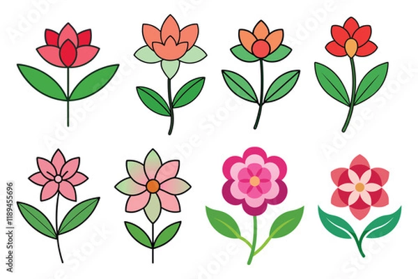 Obraz  flowers vector illustration set.