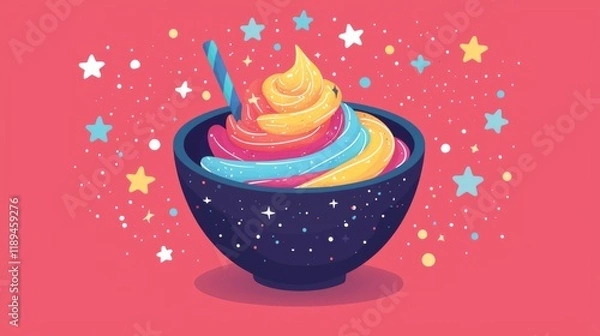 Fototapeta Whimsical smoothie bowl icon with playful dots and stars