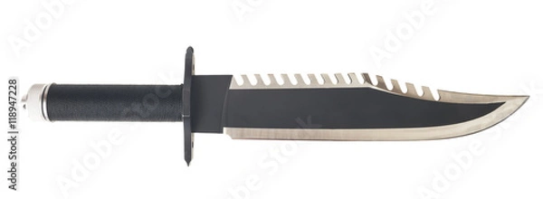 Obraz A stainless steel combat survival knife Isolated on white background