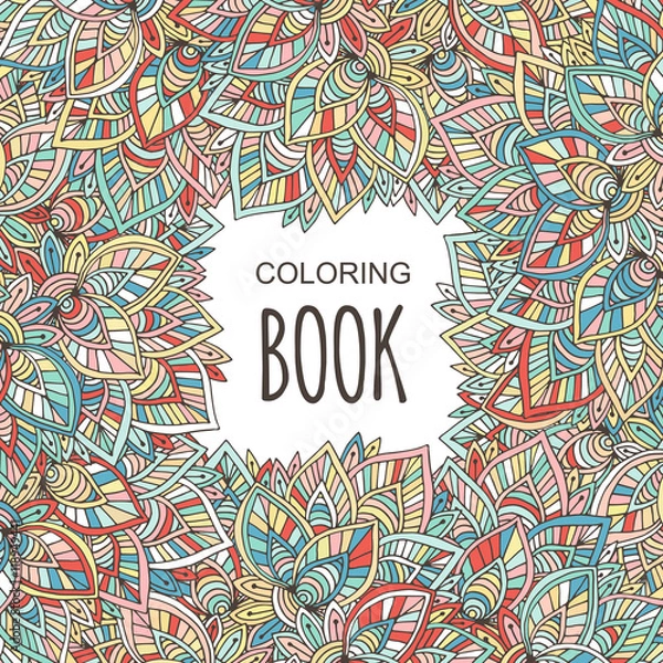 Obraz Adult coloring book cover. Autumn colorful ornament. Vector hand drawn coloring page background