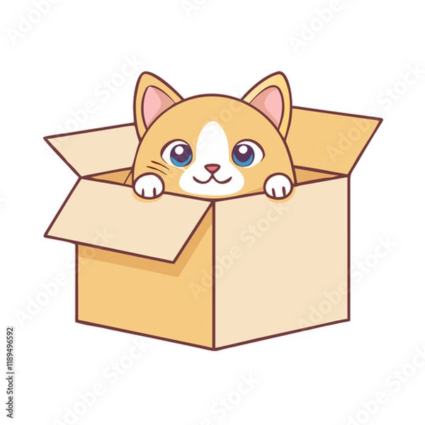 Fototapeta cat peeking from box vector icon, cat peeking from box vector illustration - simple illustration of cat peeking from box, perfect for logos cat peeking from box