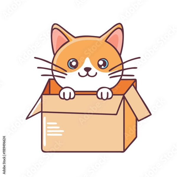 Fototapeta cat peeking from box vector icon, cat peeking from box vector illustration - simple illustration of cat peeking from box, perfect for logos cat peeking from box
