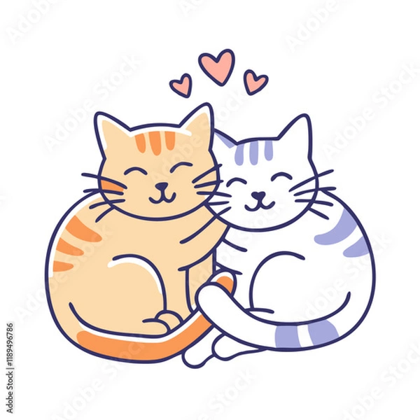 Fototapeta cats cuddling together vector icon, cats cuddling together vector illustration - simple illustration of cats cuddling together, perfect for logos cats cuddling together
