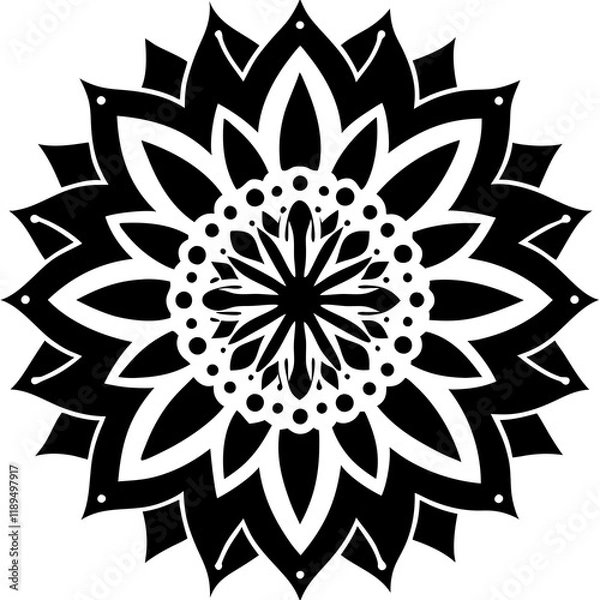 Fototapeta Simple mandala silhouette vector Art design, Floral mandala Illustration, ornament, flower, design, outline, template, pattern, ethnic. mandala design for invitation card, coloring book.