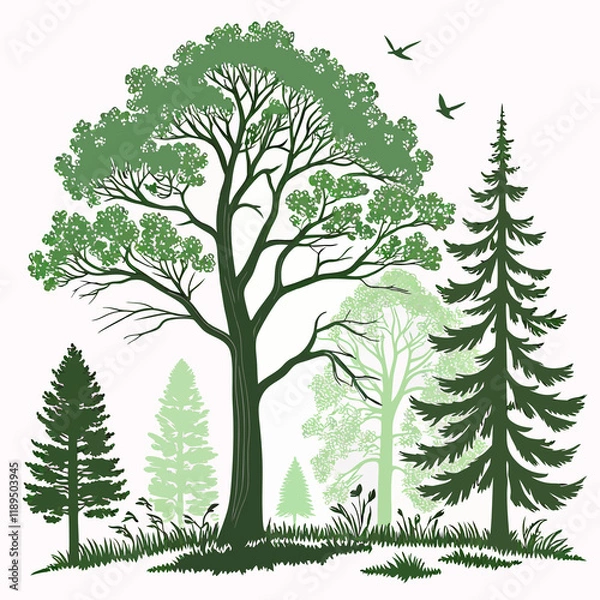 Obraz set of trees vector