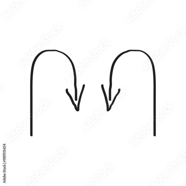 Obraz Linear arrows, handwritten, vector lines left and right, isolated on a white background