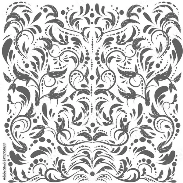 Obraz Seamless wallpaper in the style of Baroque. Gray ornament,  can be user for wallpapper, invitation, cards,  pattern fills, background,surface textures.