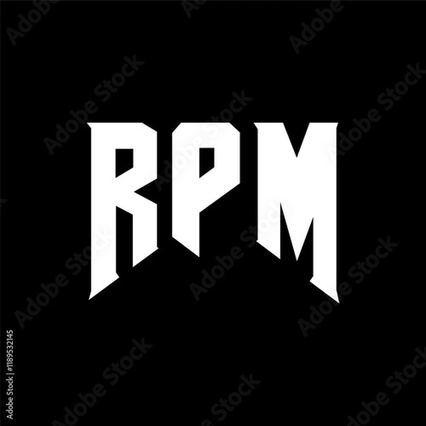 Obraz RPM letter logo design for technology company. RPM logo design black and white color combination. RPM logo, RPM vector, RPM design, RPM icon, RPM alphabet. RPM typography logo design.