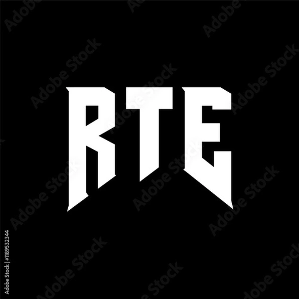 Obraz RTE letter logo design for technology company. RTE logo design black and white color combination. RTE logo, RTE vector, RTE design, RTE icon, RTE alphabet. RTE typography logo design.