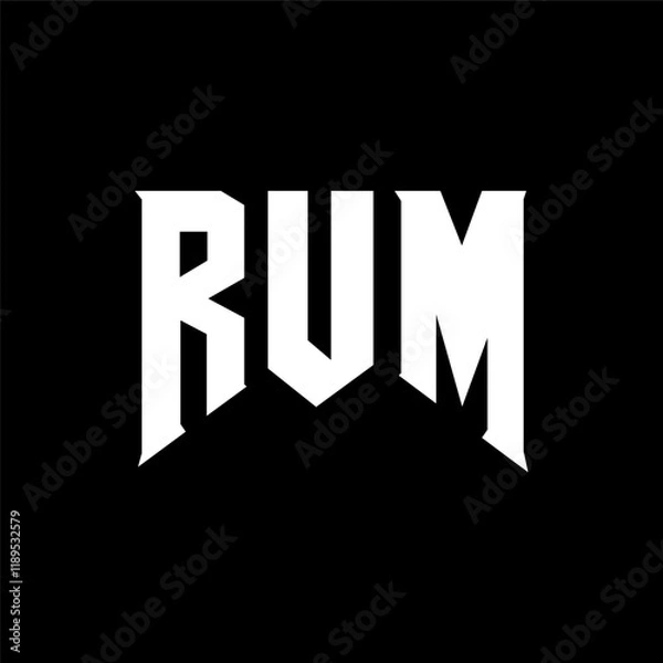 Obraz RUM letter logo design for technology company. RUM logo design black and white color combination. RUM logo, RUM vector, RUM design, RUM icon, RUM alphabet. RUM typography logo design.