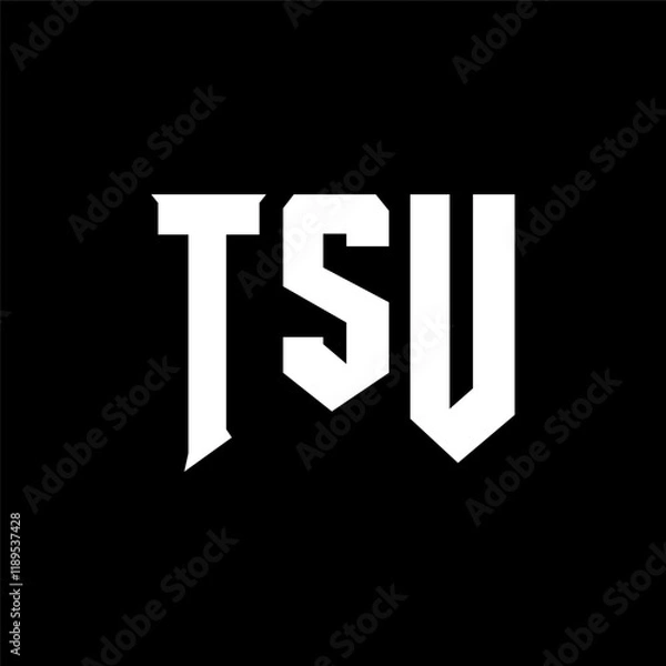 Obraz TSU letter logo design for technology company. TSU logo design black and white color combination. TSU logo, TSU vector, TSU design, TSU icon, TSU alphabet. TSU typography logo design.