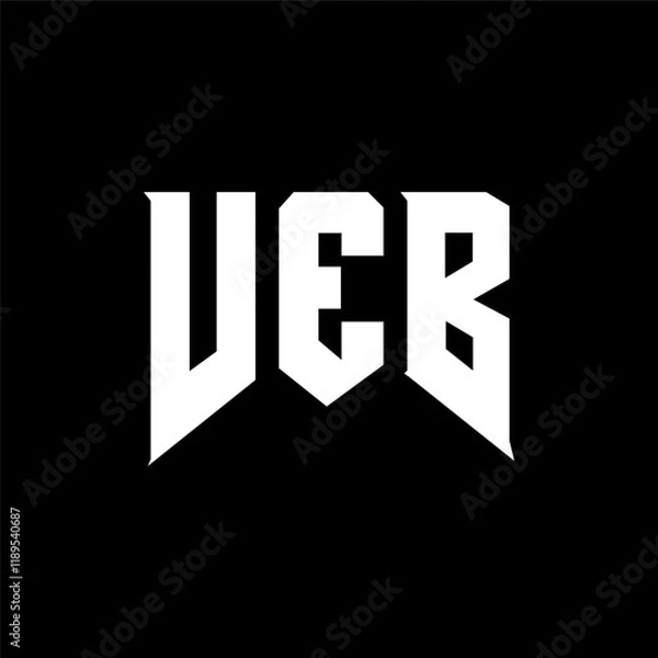 Fototapeta VEB letter logo design for technology company. VEB logo design black and white color combination. VEB logo, VEB vector, VEB design, VEB icon, VEB alphabet. VEB typography logo design.