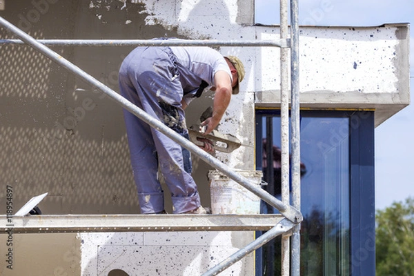 Fototapeta Elevation of the building Styrofoam insulation