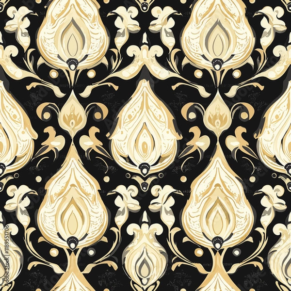 Fototapeta Batik textile printing event indonesian seamless pattern design showcase in vibrant colors and intricate motifs