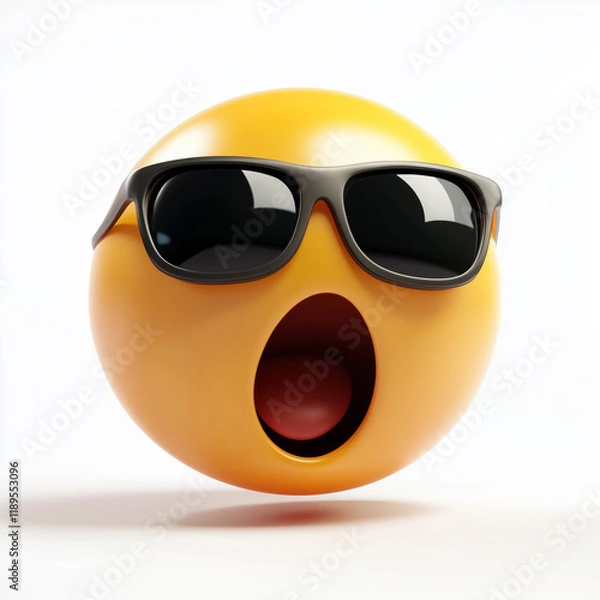 Fototapeta Surprised Emoji with Sunglasses in 3D Style