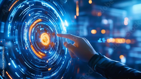 Fototapeta Futuristic technology interaction showcasing advanced interface