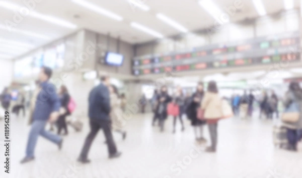 Fototapeta Blurred image of business people traveling. use for brochure cov