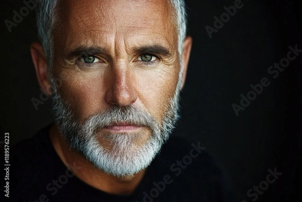 Fototapeta close up portrait of a man with gray hair and a beard