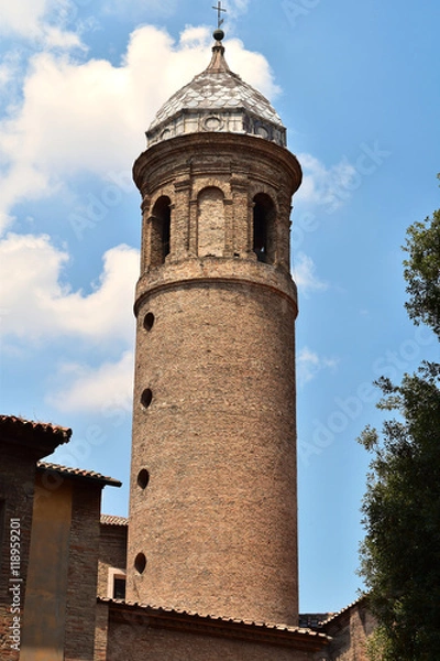 Fototapeta A ancient tower in Ravenna, Italy