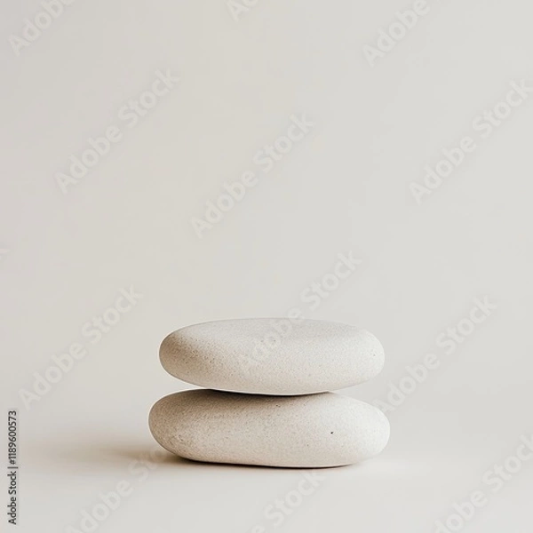 Obraz Two white rocks are stacked on top of each other