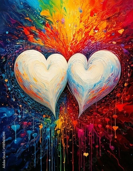 Obraz Two hearts coming together as one