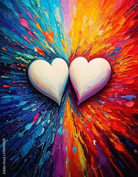 Obraz Two hearts coming together as one