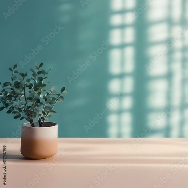 Fototapeta plant in a pot against plain background, ideal to add text