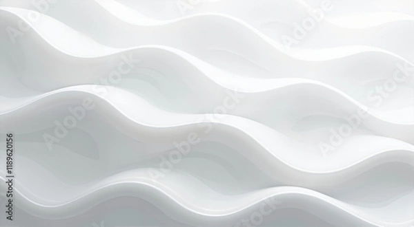 Fototapeta Smooth White Waves Abstract Background. Elegant flowing lines create a sense of motion and tranquility.