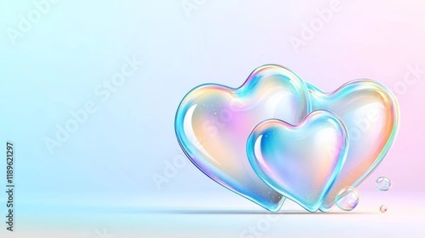 Fototapeta Colorful gradient love abstract heart shapes in a digital environment