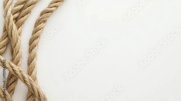 Obraz Hemp rope on white background. Organic material