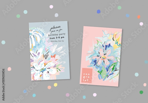 Fototapeta Artistic Floral Cards Layout