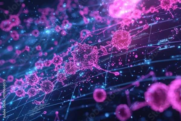 Fototapeta 8K Visualization of Human Metapneumovirus (HMPV) Genome Structure