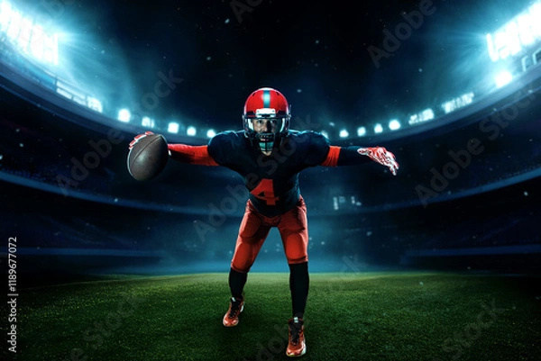 Fototapeta American football player on stadium