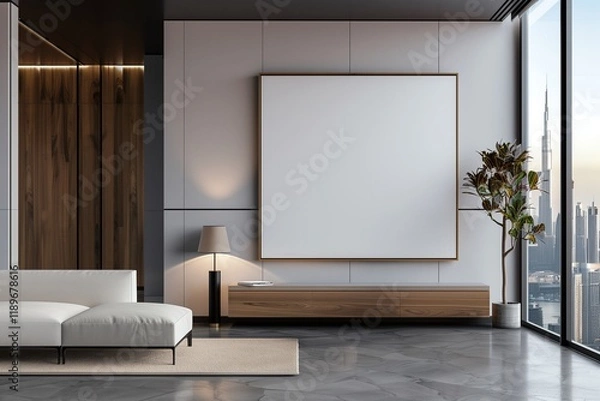 Fototapeta Frontal view minimalist poster in modern space
