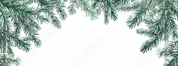 Fototapeta Festive Winter Wonderland: A Breathtaking Evergreen Border