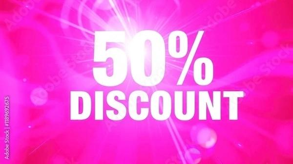 Obraz "50% Discount" on a pink gradient background 