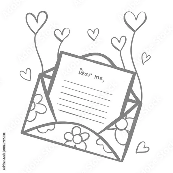 Obraz Valentine's Day Card with Hearts and Flowers Illustration