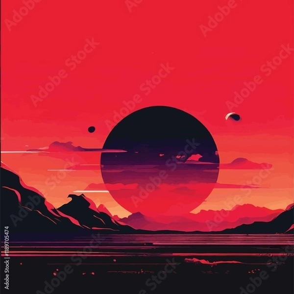 Obraz sunset over the mountains