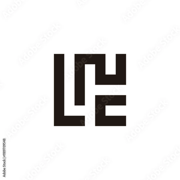 Fototapeta Letter L, N and c square geometric symbol simple logo vector