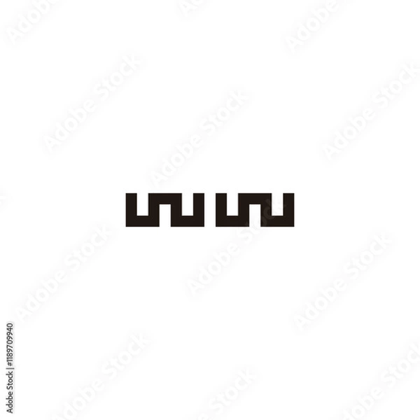 Fototapeta Letter ww square geometric symbol simple logo vector
